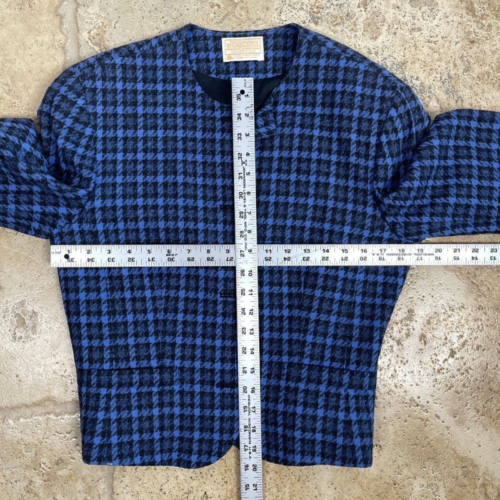 Pendleton Blue Houndstooth Jacket Size 10 - image 6